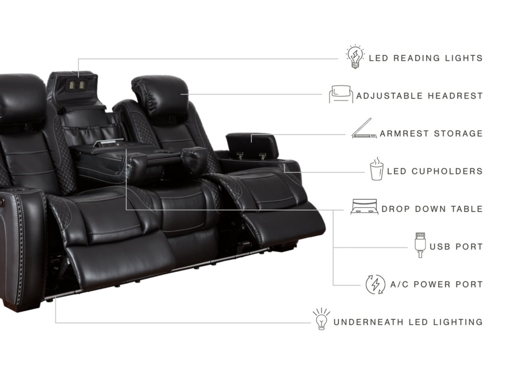 Ashley Party Time Power Reclining Sofa with ADJ Headrest