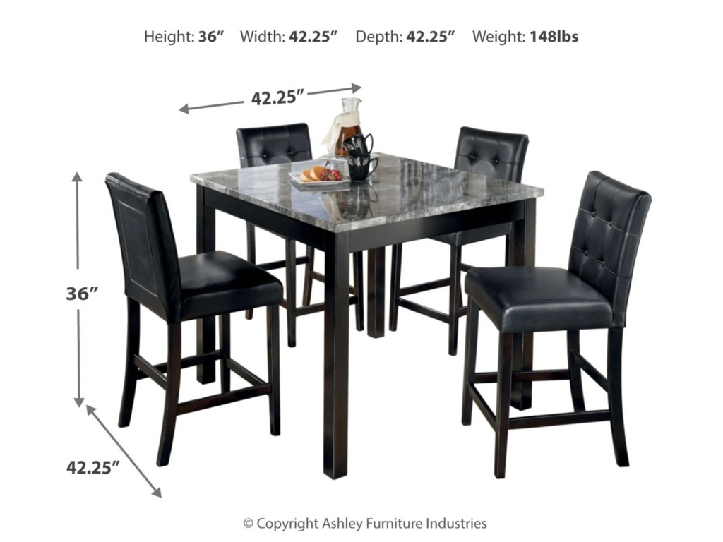 Ashley Maysville Square Counter Table Set (5/CN) - Black