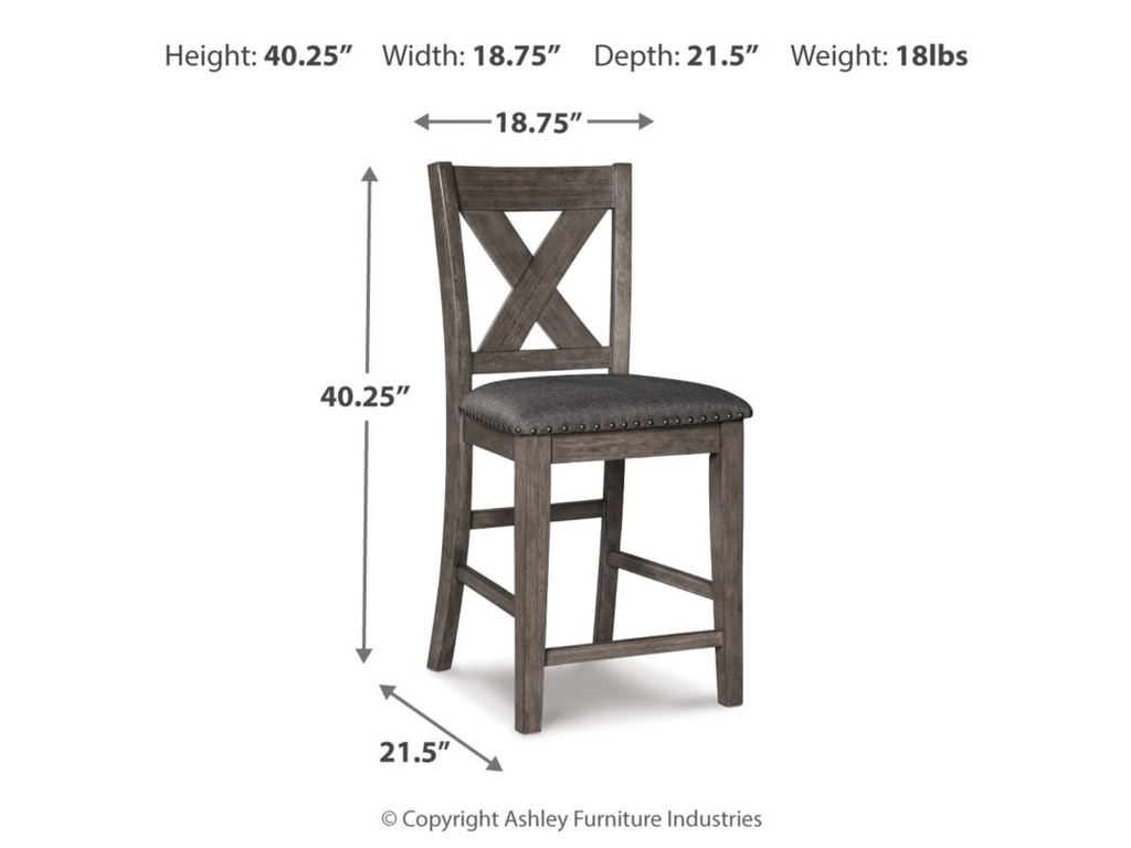 Ashley Caitbrook Upholstered Barstool (2/CN) - Gray