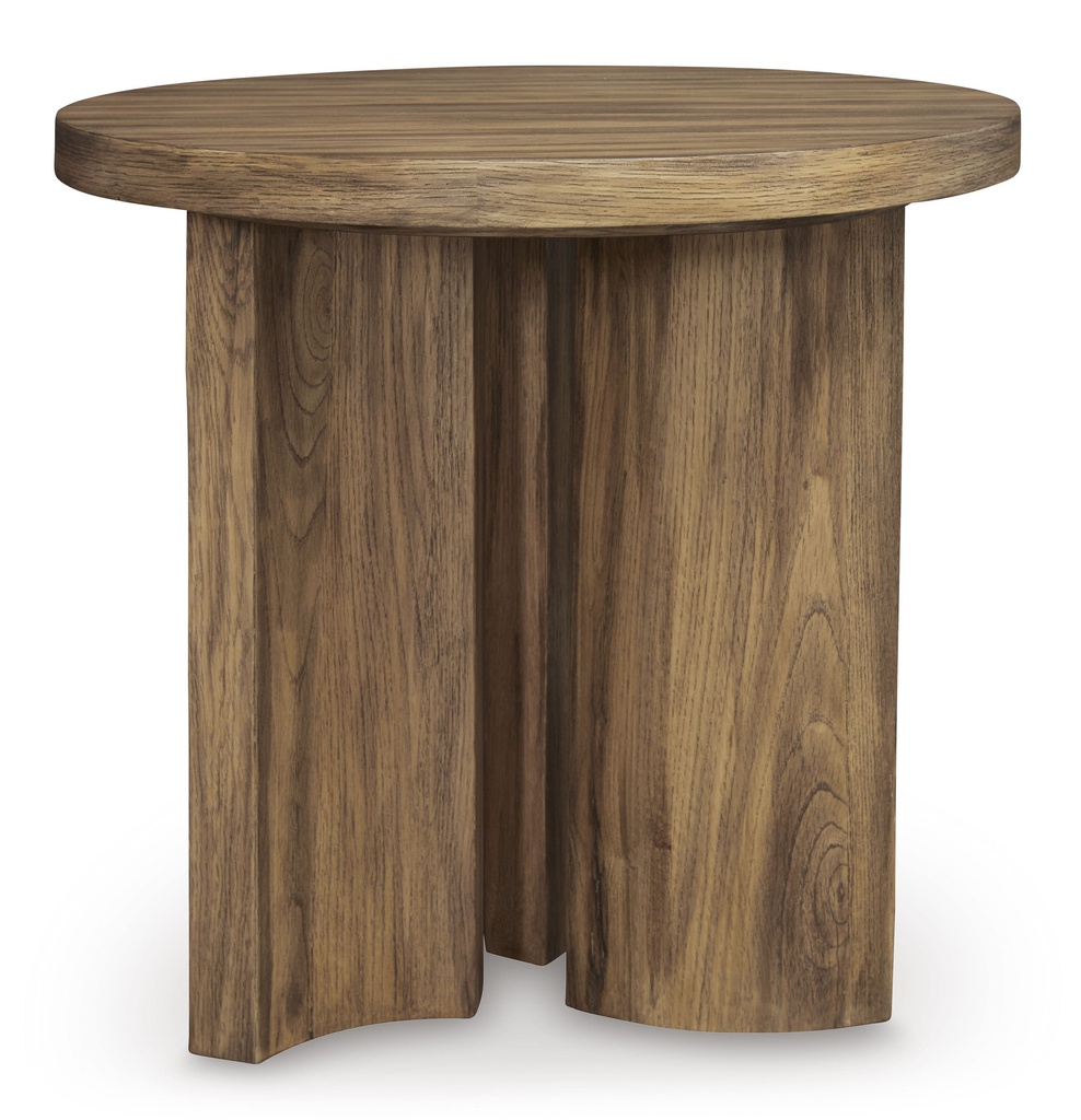 Ashley Austanny Round End Table - Warm Brown