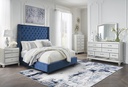 Ashley Coralayne Upholstered Queen Bed - Blue with Foundation M98