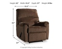 Ashley Nerviano Zero Wall Recliner - Coffee