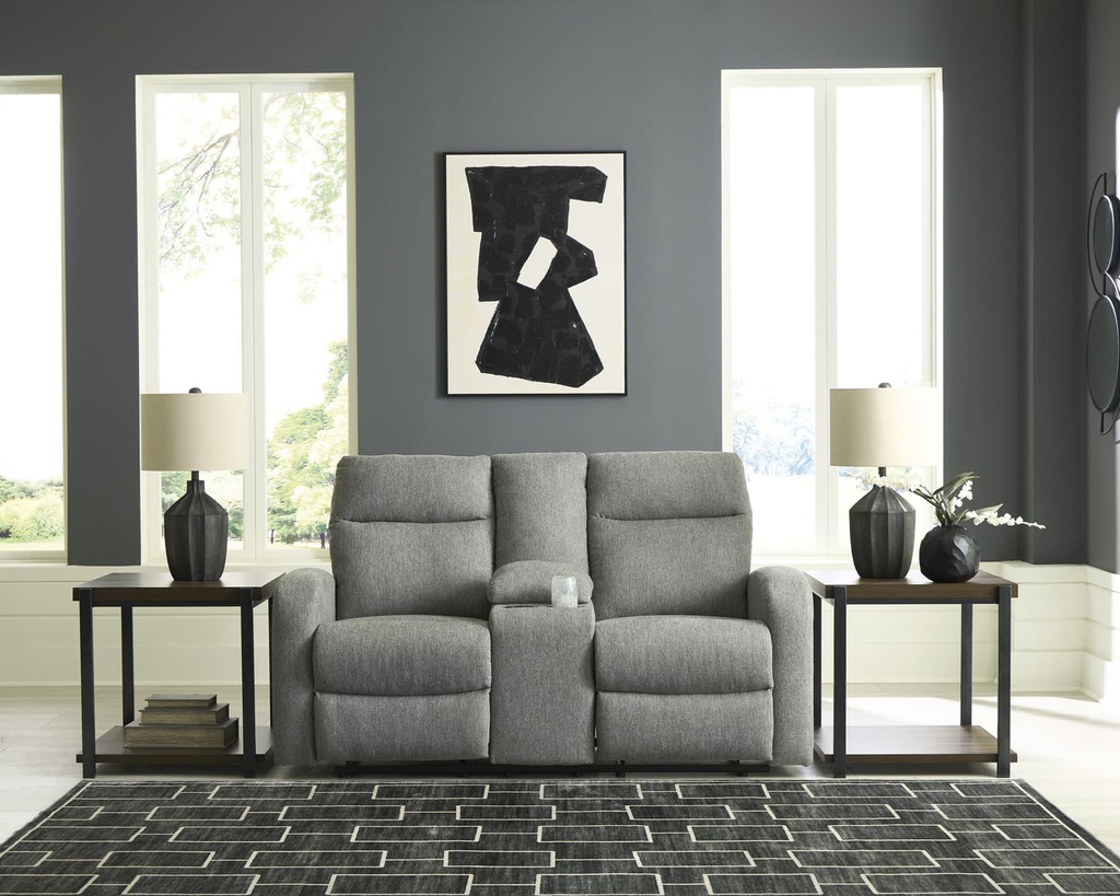 Ashley Moreau Place DBL Rec Loveseat w/Console - Sterling