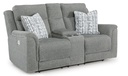 Ashley Overflow Next-Gen Nuvella™ Performance Fabric Dual Power Reclining Loveseat with Console