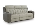 Ashley Stately Check Dual Power Reclining Sofa