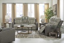 Ashley Stately Check Dual Power Reclining Sofa