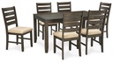 Ashley Rokane Dining Room Table Set (7/CN) - Brown