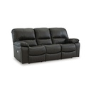 Ashley Leesworth Leather Power Reclining Sofa - Storm