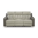 Ashley Stately Check Dual Power Reclining Sofa