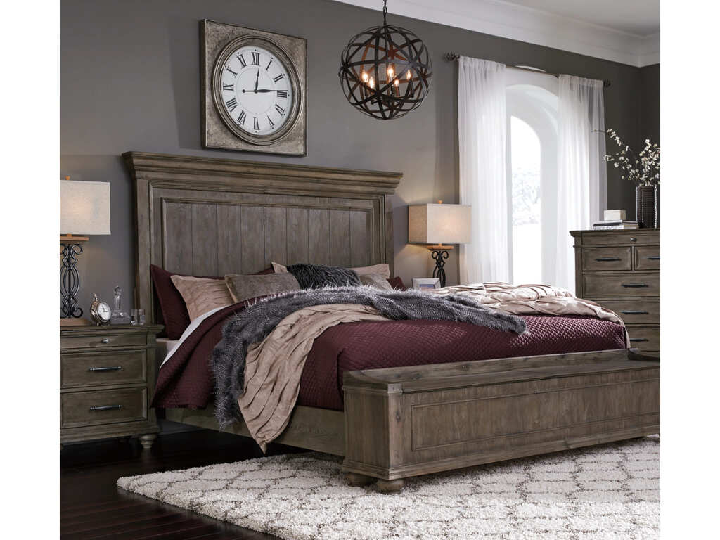 Ashley Johnelle King Panel Bed - Gray w/o Slats w/o Foundation
