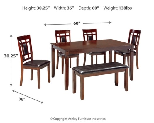 Ashley Bennox Dining Room Table Set (6/CN) - Brown