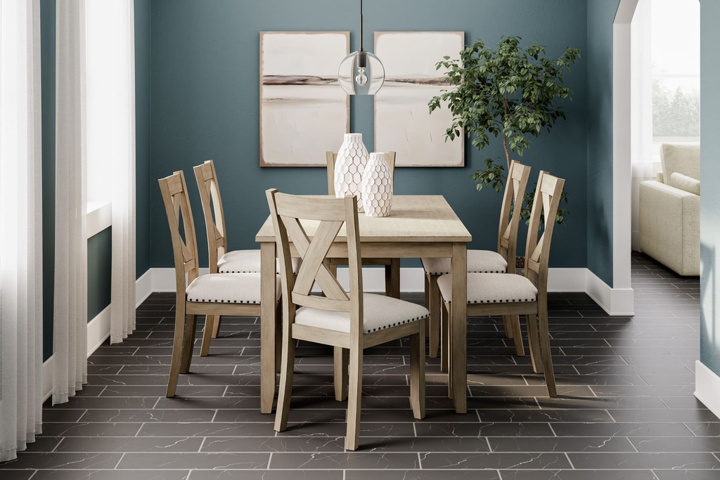 Ashley Sanbriar Rect Drm Table Set (7/Cn) - Light Brown