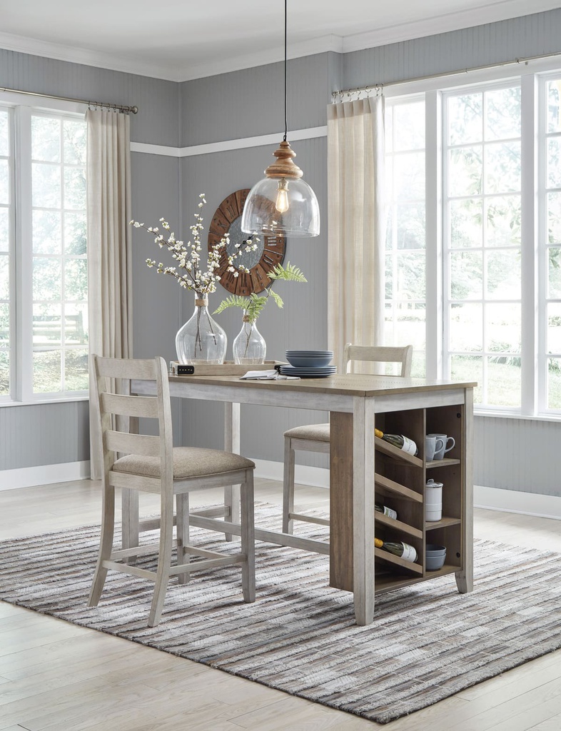 Ashley Skempton RECT Counter Table w/Storage - White/Light Brown