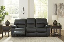 Ashley Leesworth Leather Power Reclining Sofa - Storm