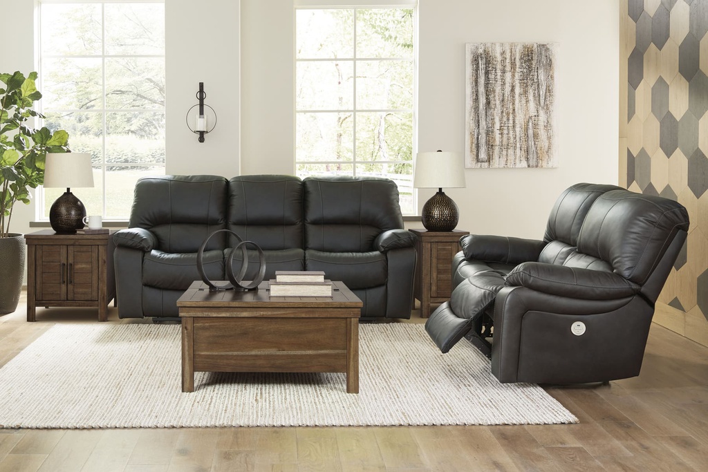 Ashley Leesworth Leather Power Reclining Sofa - Storm