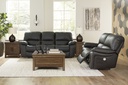 Ashley Leesworth Leather Power Reclining Sofa - Storm