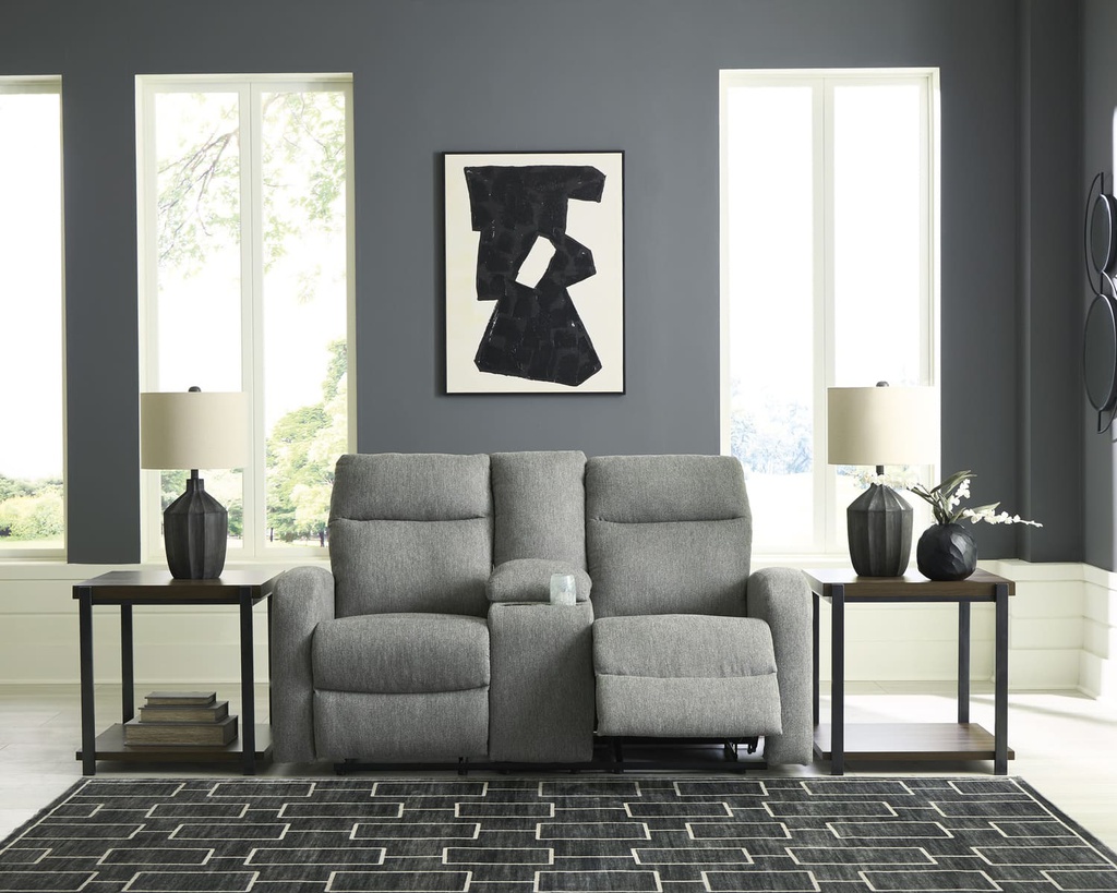 Ashley Moreau Place DBL Rec Loveseat w/Console - Sterling