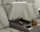 Ashley Stately Check Dual Power Reclining Loveseat with Console