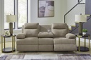 Ashley Tarrant Manual Reclining Sofa with Drop Down Table - Mocha