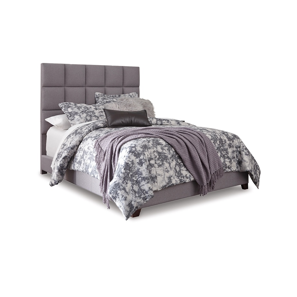 Ashley Dolante Queen Upholstered Bed with Foundation M78 and Hybrid Mattress 10"