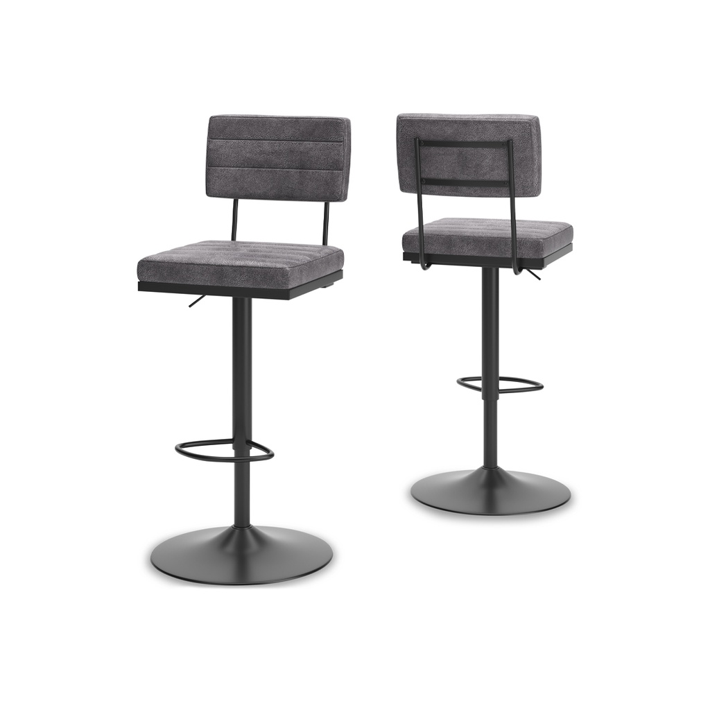Ashley Strumford Bar Height Bar Stool with Seat and Back - Gray/Black