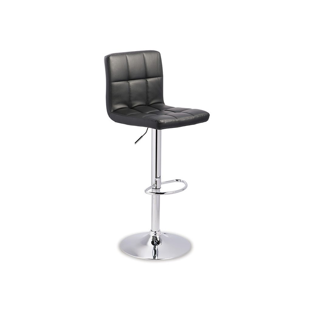 Ashley Bellatier Adjustable Height Bar Stool with Tufted Back - Black/Chrome Finish