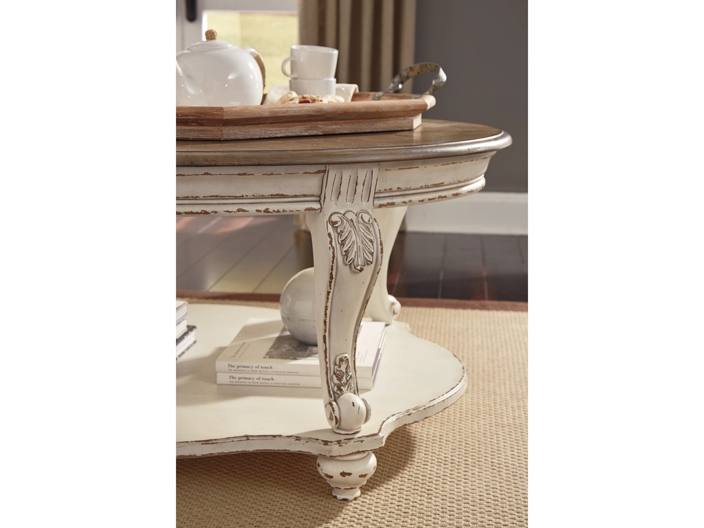 Ashley Realyn Oval Cocktail Table - White/Brown