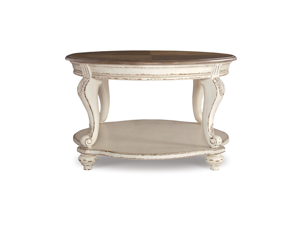 Ashley Realyn Oval Cocktail Table - White/Brown