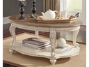 Ashley Realyn Oval Cocktail Table - White/Brown