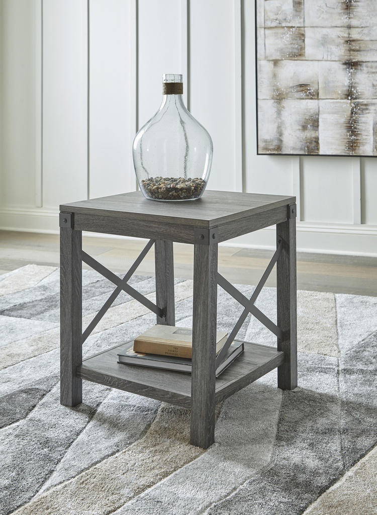 Ashley Freedan Square End Table - Grayish Brown