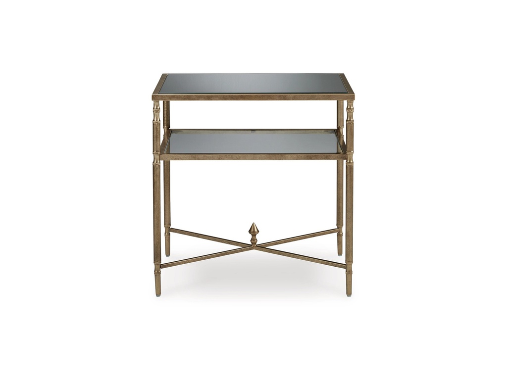 Ashley Cloverty Rectangular End Table - Aged Gold Finish