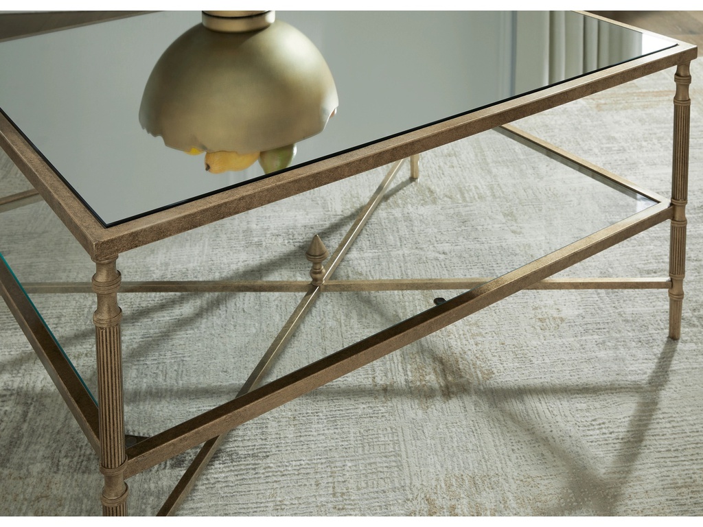 Ashley Cloverty Rectangular Cocktail Table - Aged Gold Finish