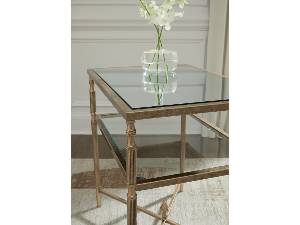 Ashley Cloverty Rectangular Cocktail Table - Aged Gold Finish