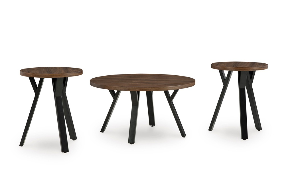 Ashley Elbrynn Occasional Table Set (3/Cn) - Brown/Black