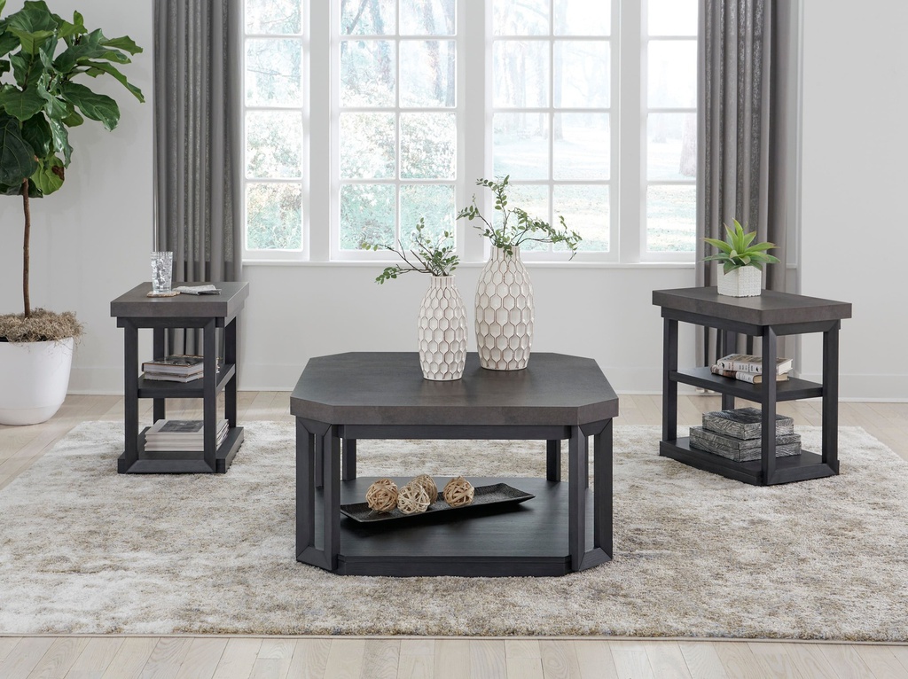 Ashley Bonilane Occasional Table Set (3/Cn) - Black/Gray