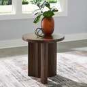 Ashley Korestone Round End Table - Dark Brown