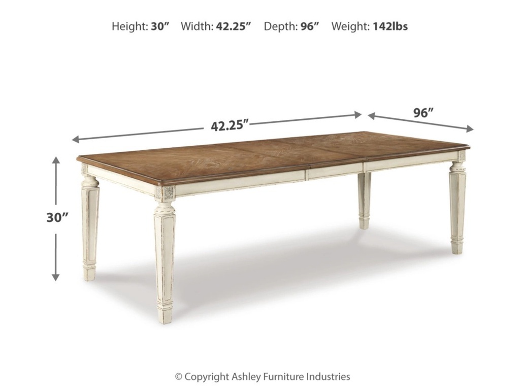 Ashley Realyn Rect Dining Room Ext Table - Chipped White