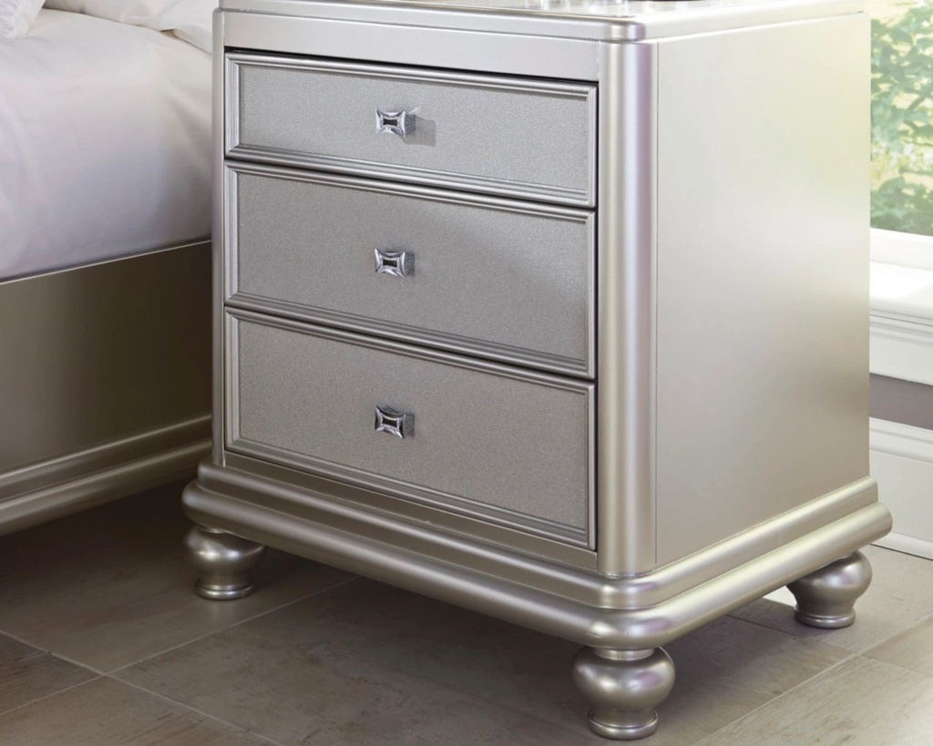 Ashley Coralayne Three Drawer Night Stand - Silver