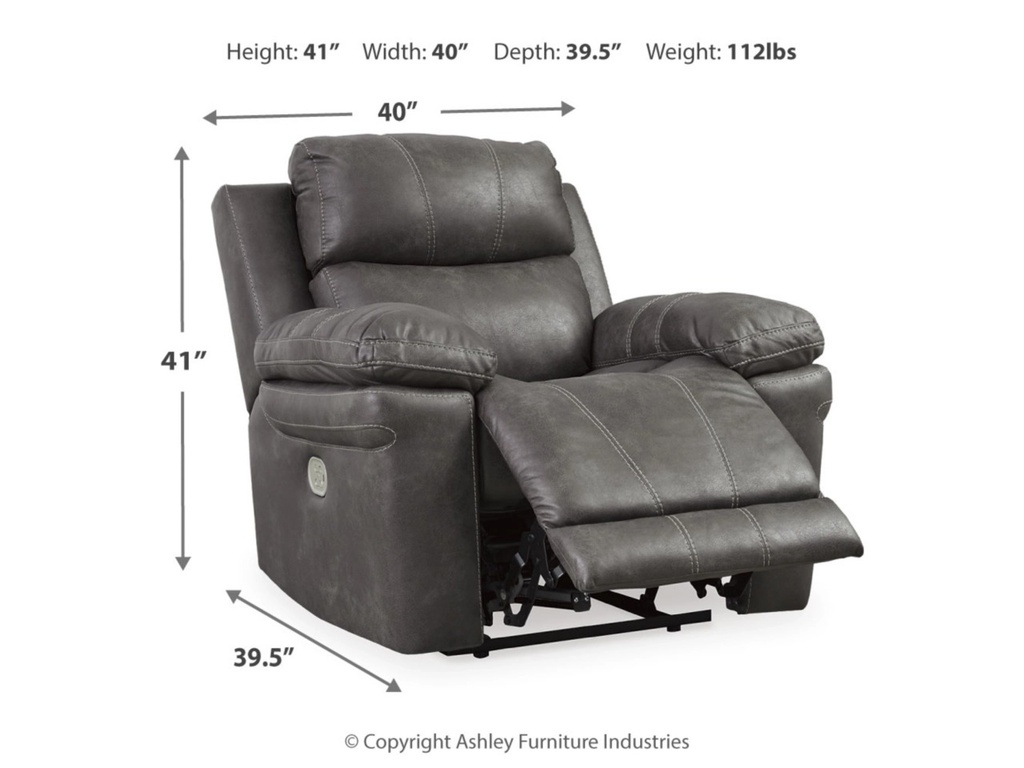 Ashley Erlangen Pwr Recliner/Adj Headrest - Midnight