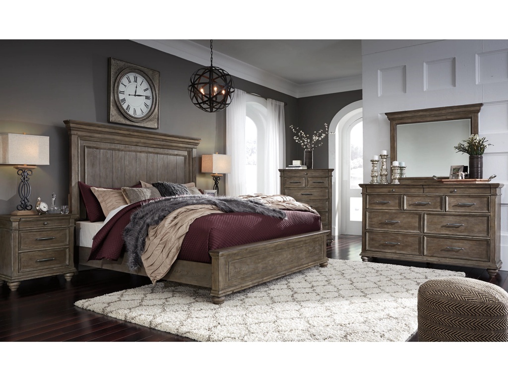 Ashley Johnelle King Panel Bed - Gray w/o Slats w/o Foundation