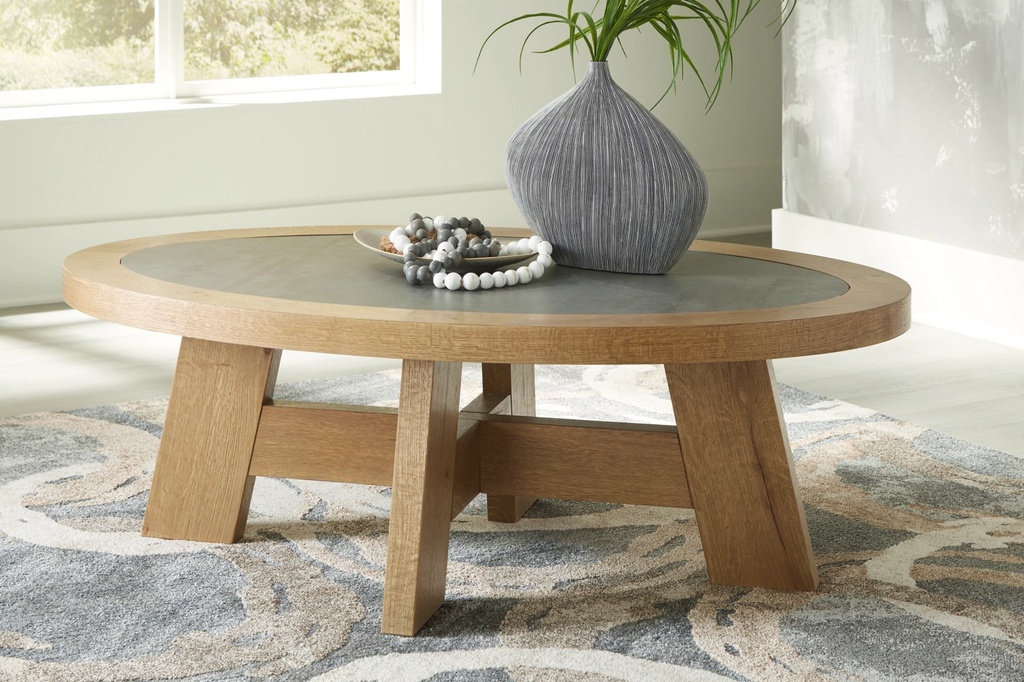 Ashley Brinstead Oval Cocktail Table - Light Brown