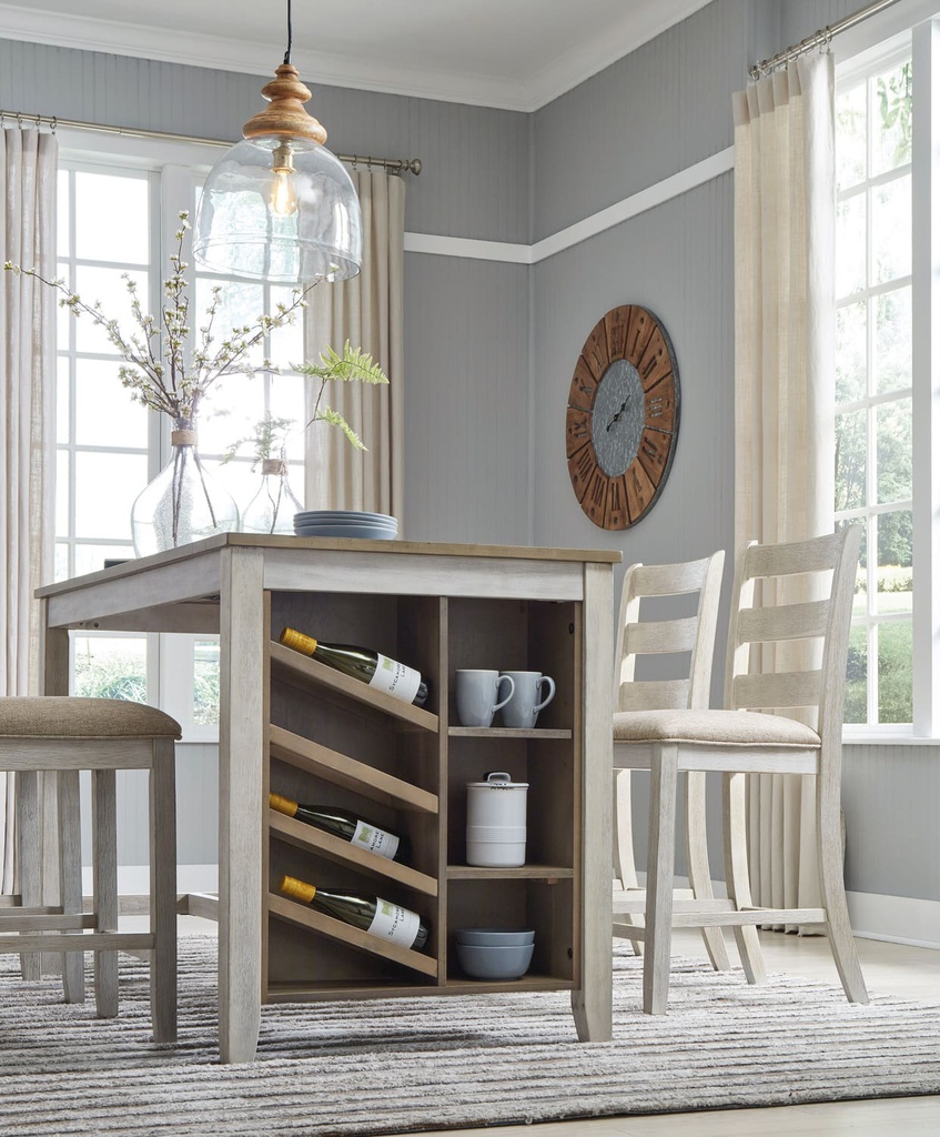 Ashley Skempton RECT Counter Table w/Storage - White/Light Brown