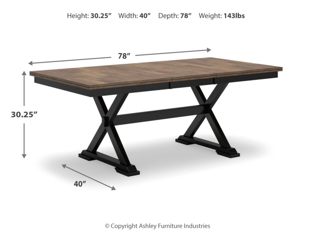 Ashley Wildenauer - Rectangular Dining Room Ext Table - Black/Brown