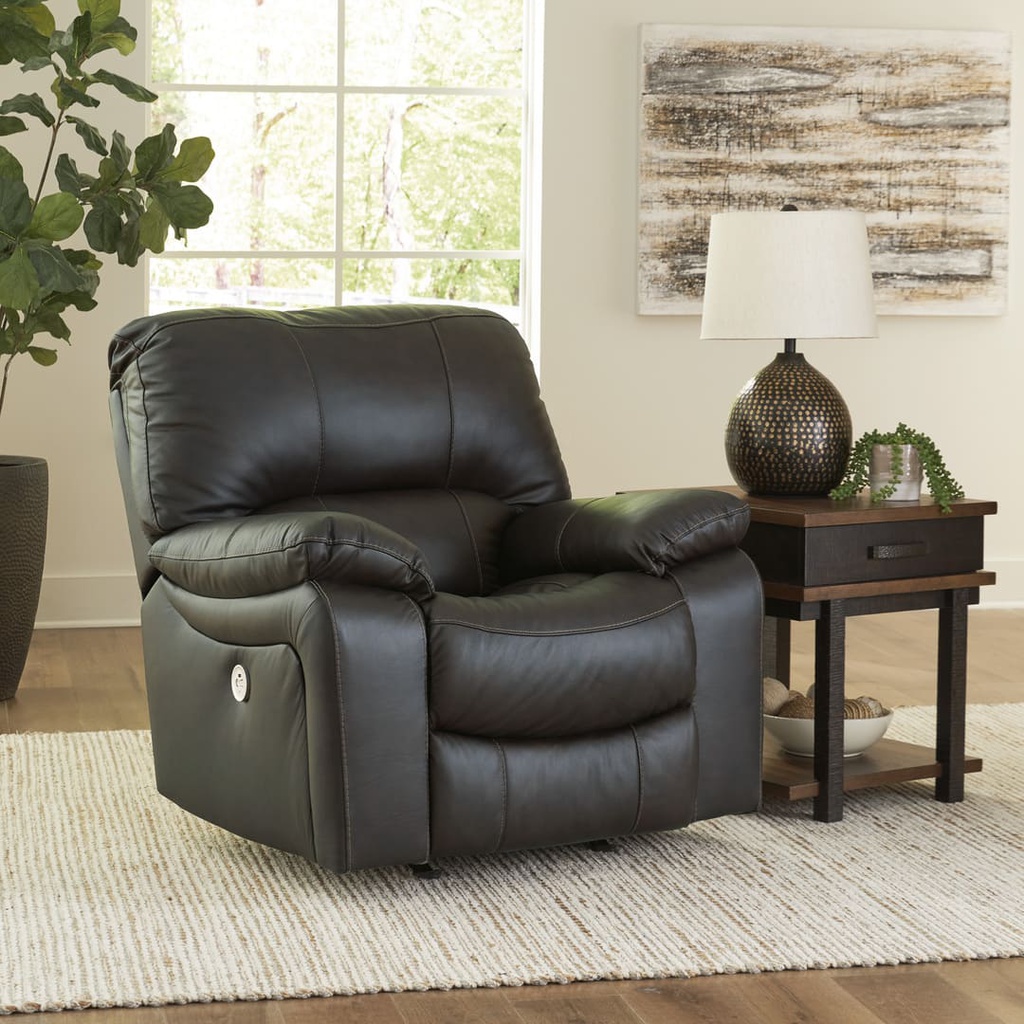 Ashley Leesworth Leather Power Recliner - Storm