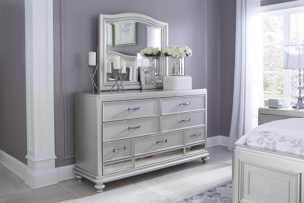 Ashley Coralayne Dresser with Mirror - Silver