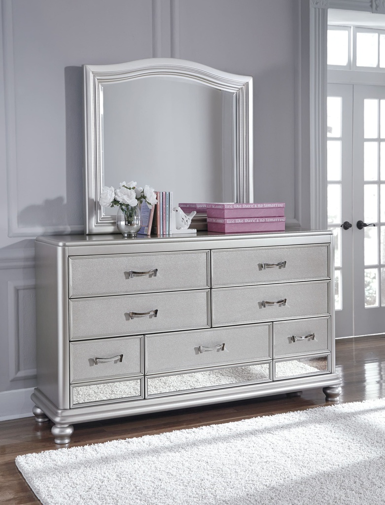Ashley Coralayne Dresser with Mirror - Silver