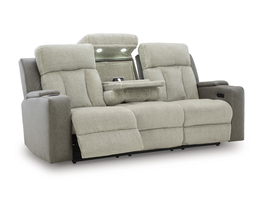 Ashley Stately Check Dual Power Reclining Sofa