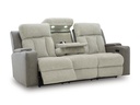 Ashley Stately Check Dual Power Reclining Sofa