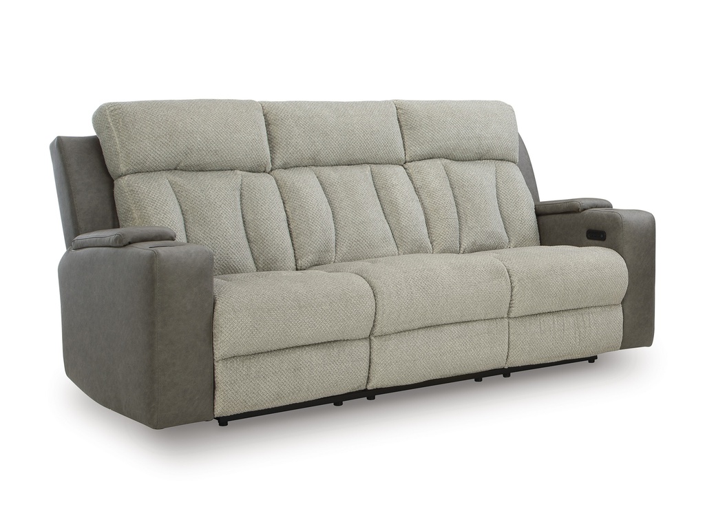 Ashley Stately Check Dual Power Reclining Sofa