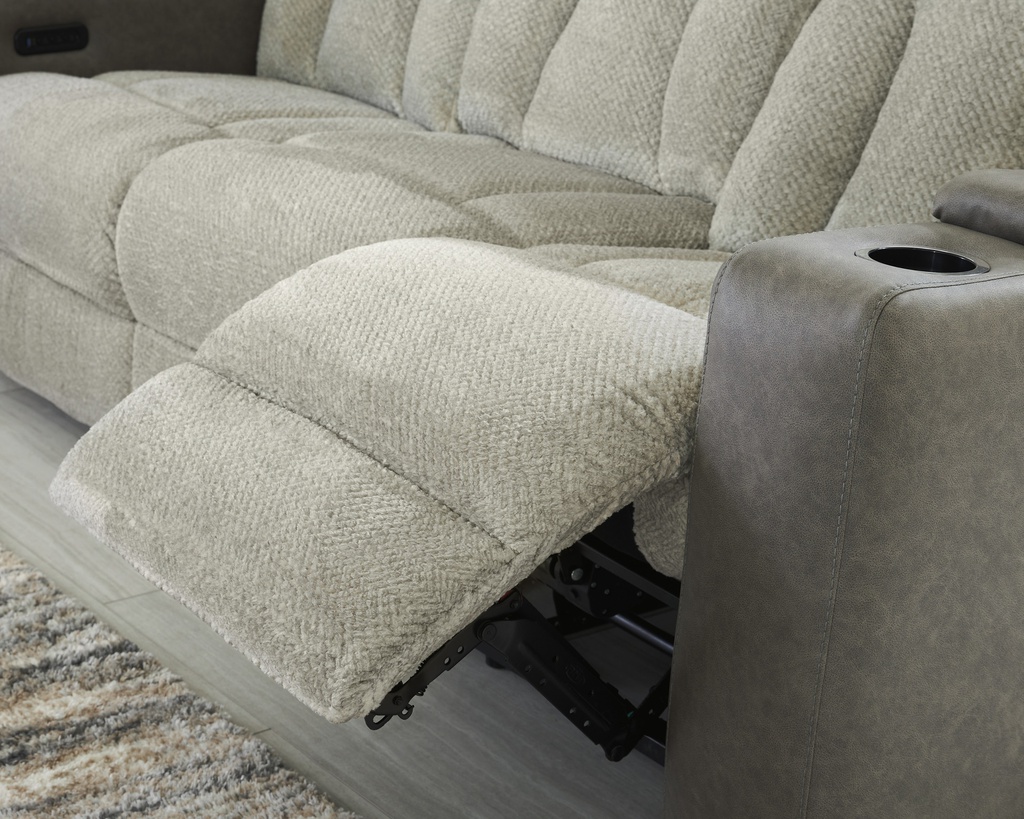 Ashley Stately Check Dual Power Reclining Sofa